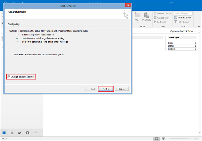 Check the box for change settings